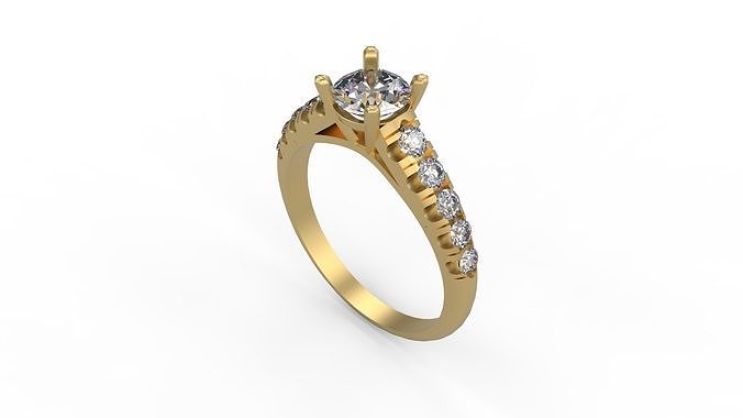 Woman Solitaire Ring 997 3D print model