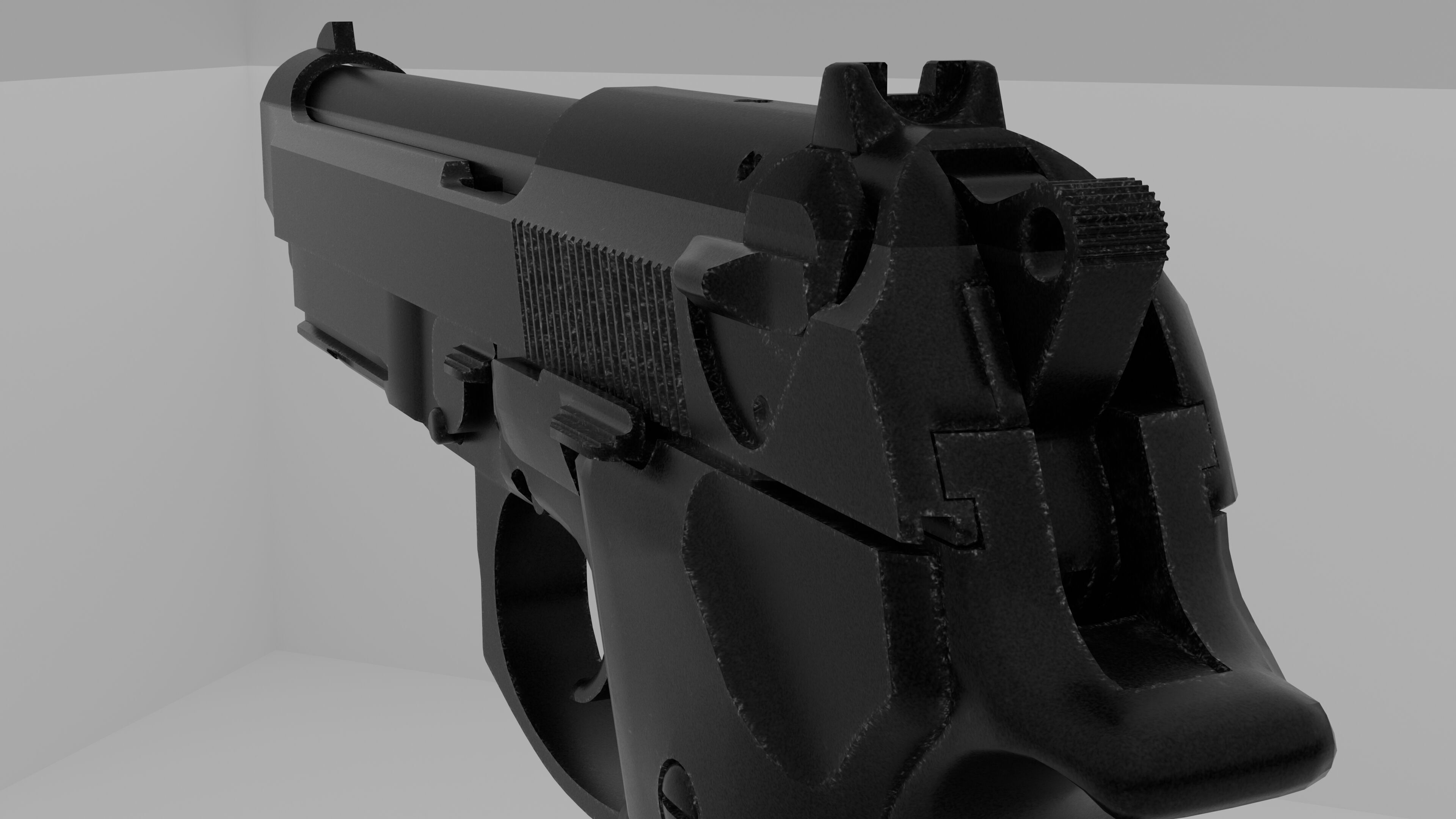 Beretta M9 Low-poly 3D model_7