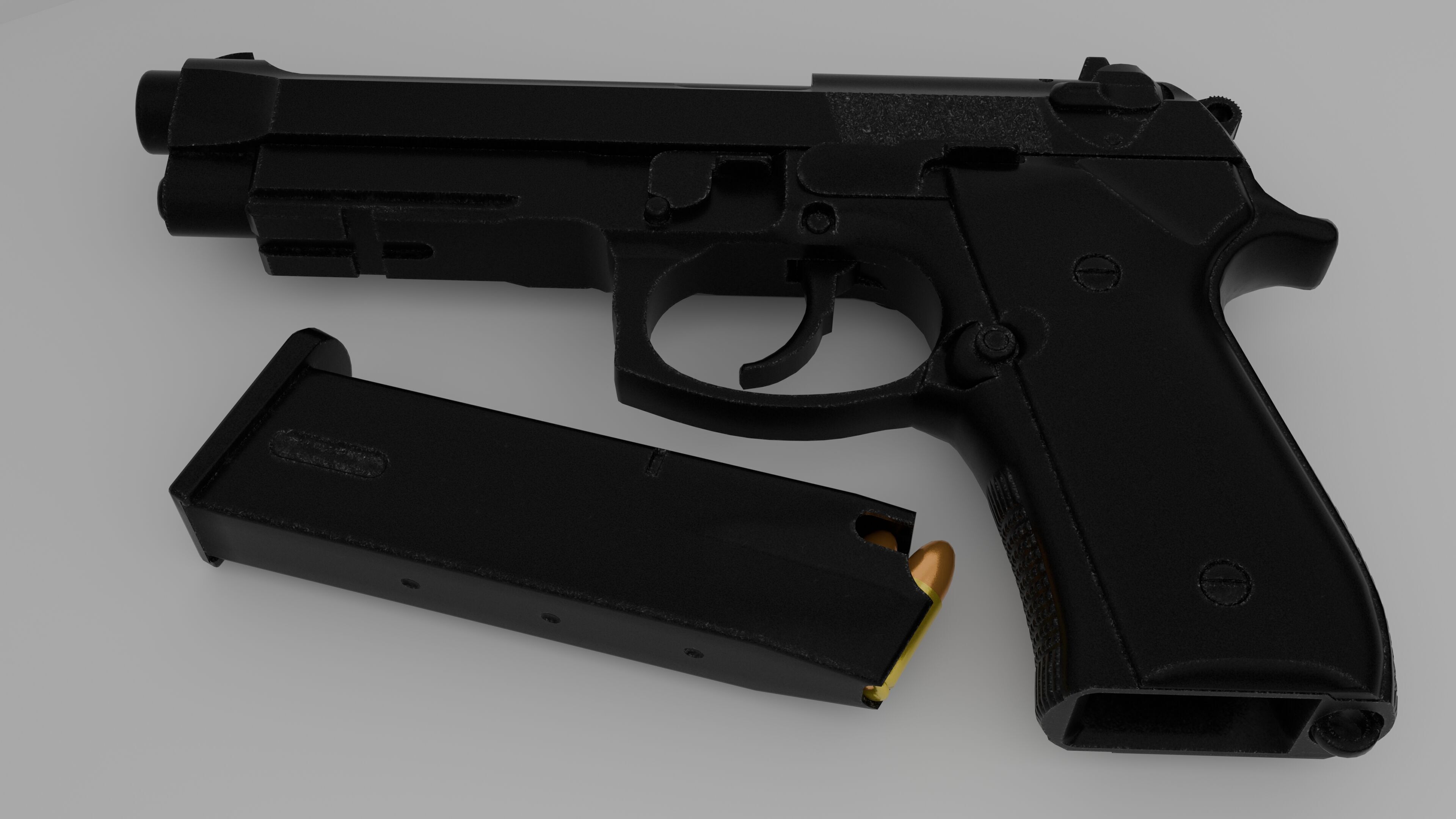 Beretta M9 Low-poly 3D model_5