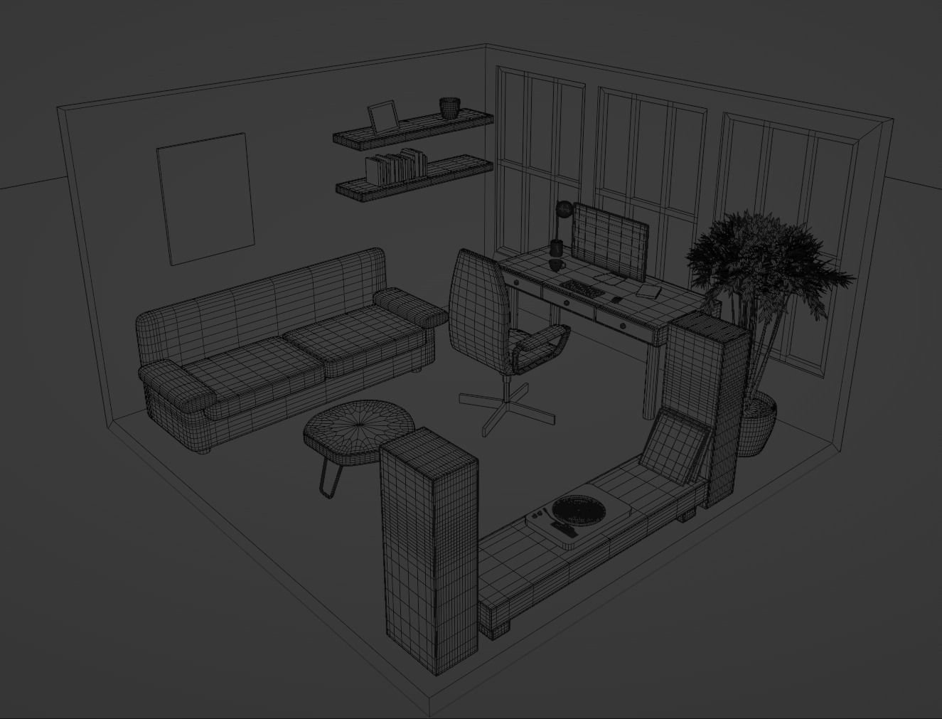 Isometric Study Room 3D model_7