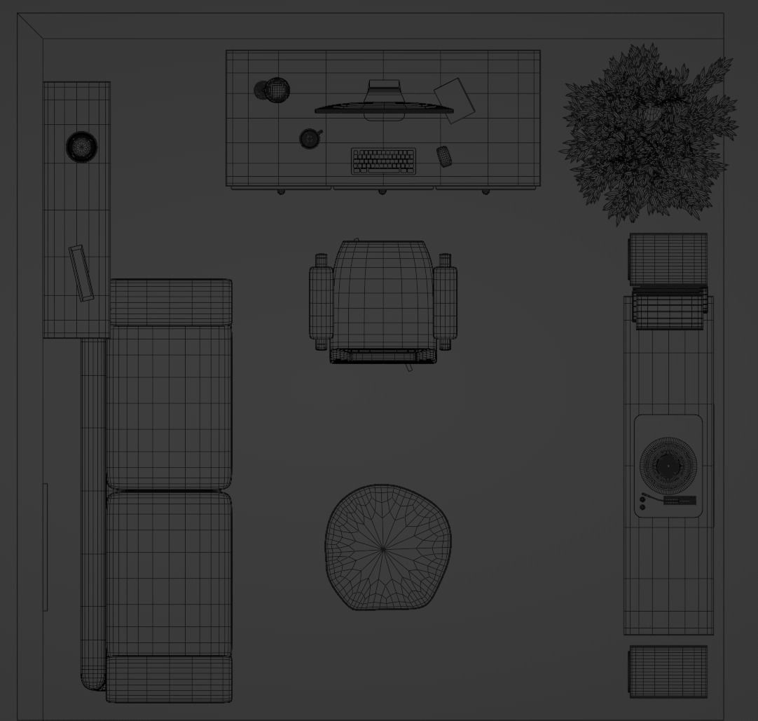 Isometric Study Room 3D model_5