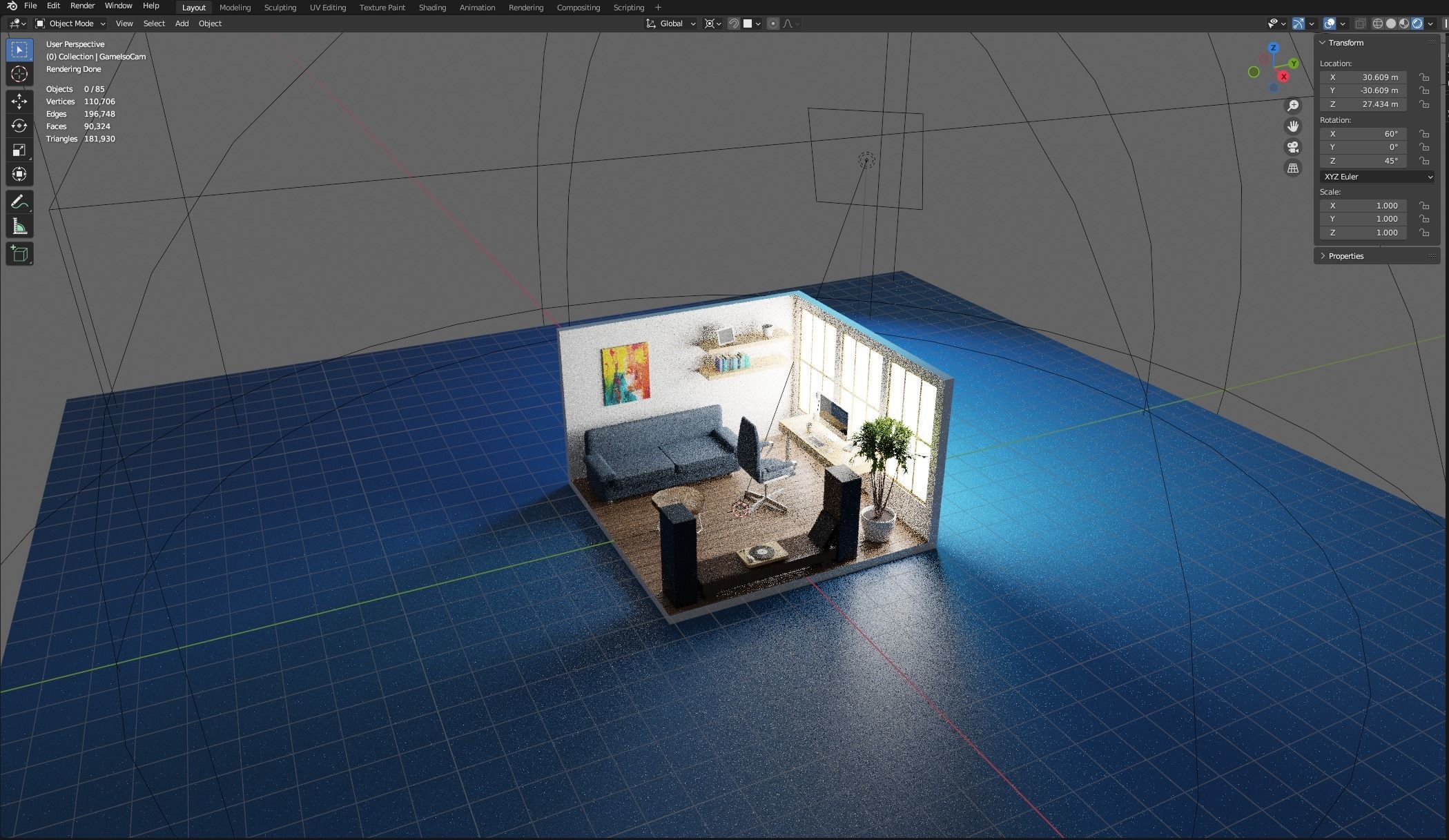 Isometric Study Room 3D model_3