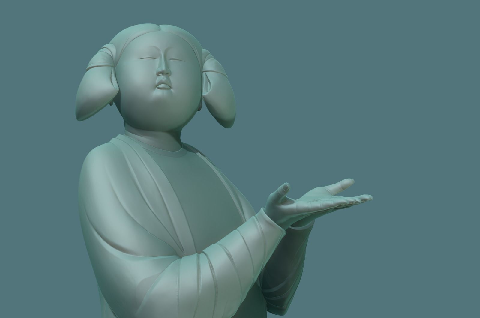 Chinese Tang Dynasty ladies pottery figurines sculpture  3D print model_33