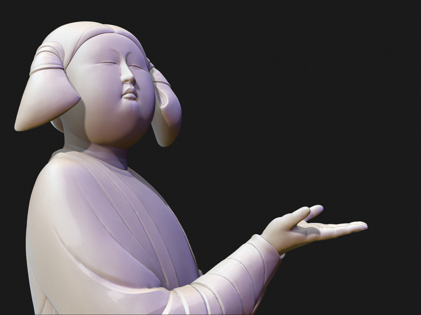 Chinese Tang Dynasty ladies pottery figurines sculpture  3D print model_13