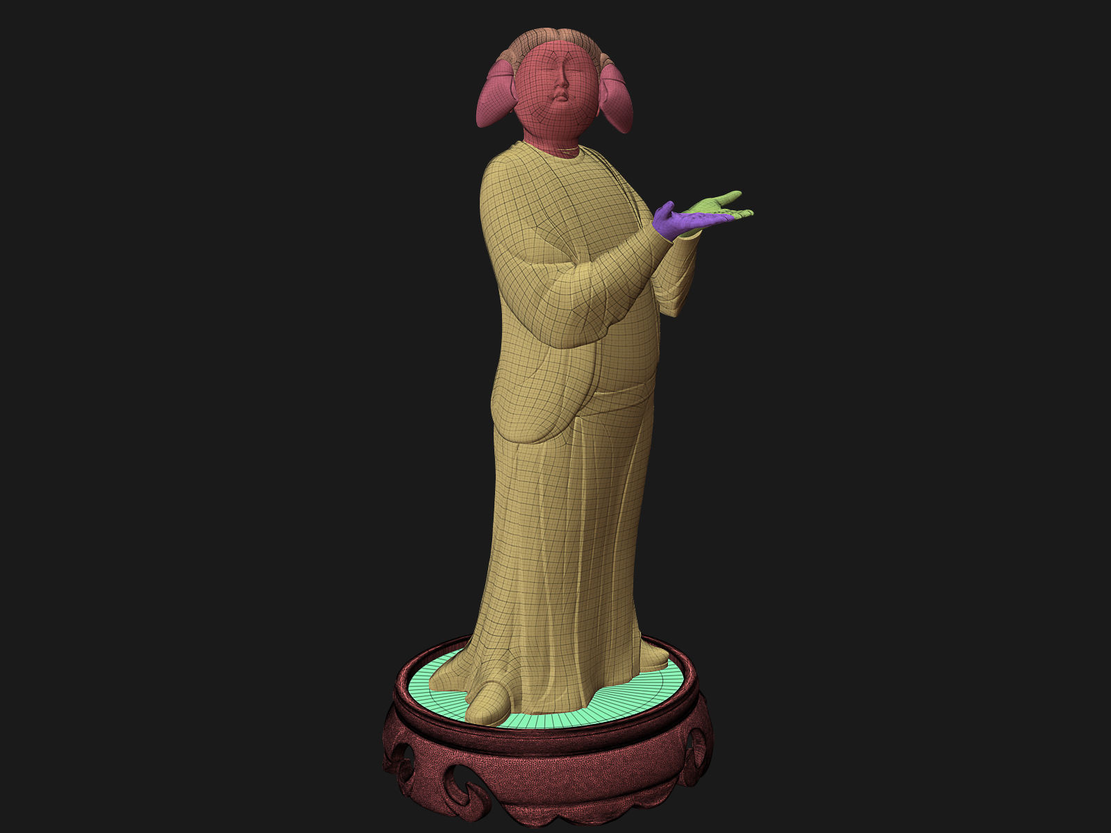 Chinese Tang Dynasty ladies pottery figurines sculpture  3D print model_15