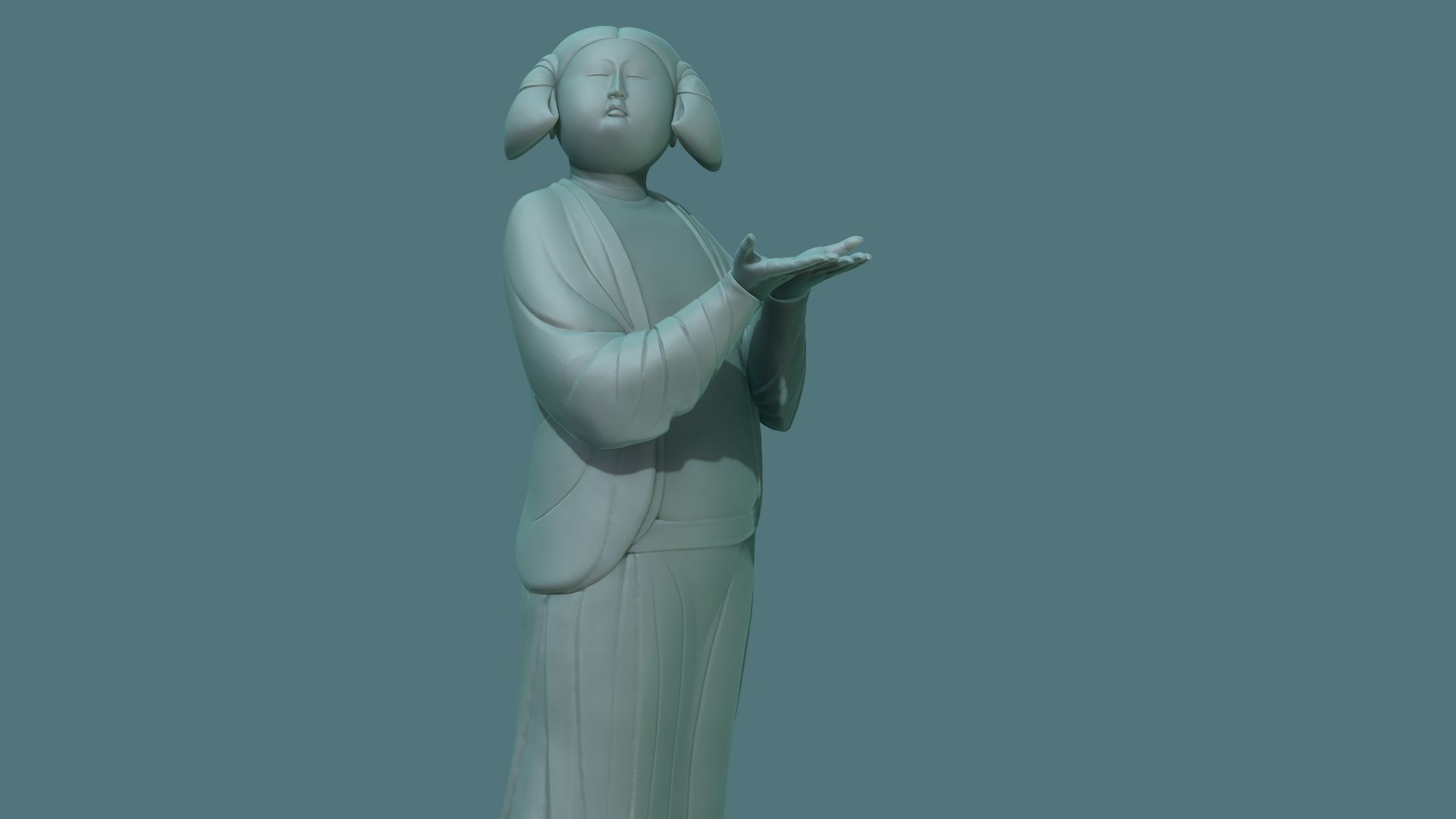 Chinese Tang Dynasty ladies pottery figurines sculpture  3D print model_7