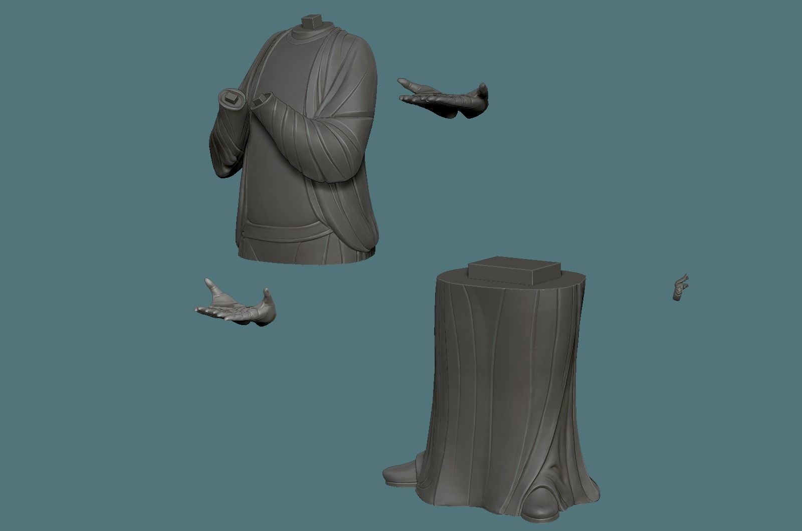 Chinese Tang Dynasty ladies pottery figurines sculpture  3D print model_21