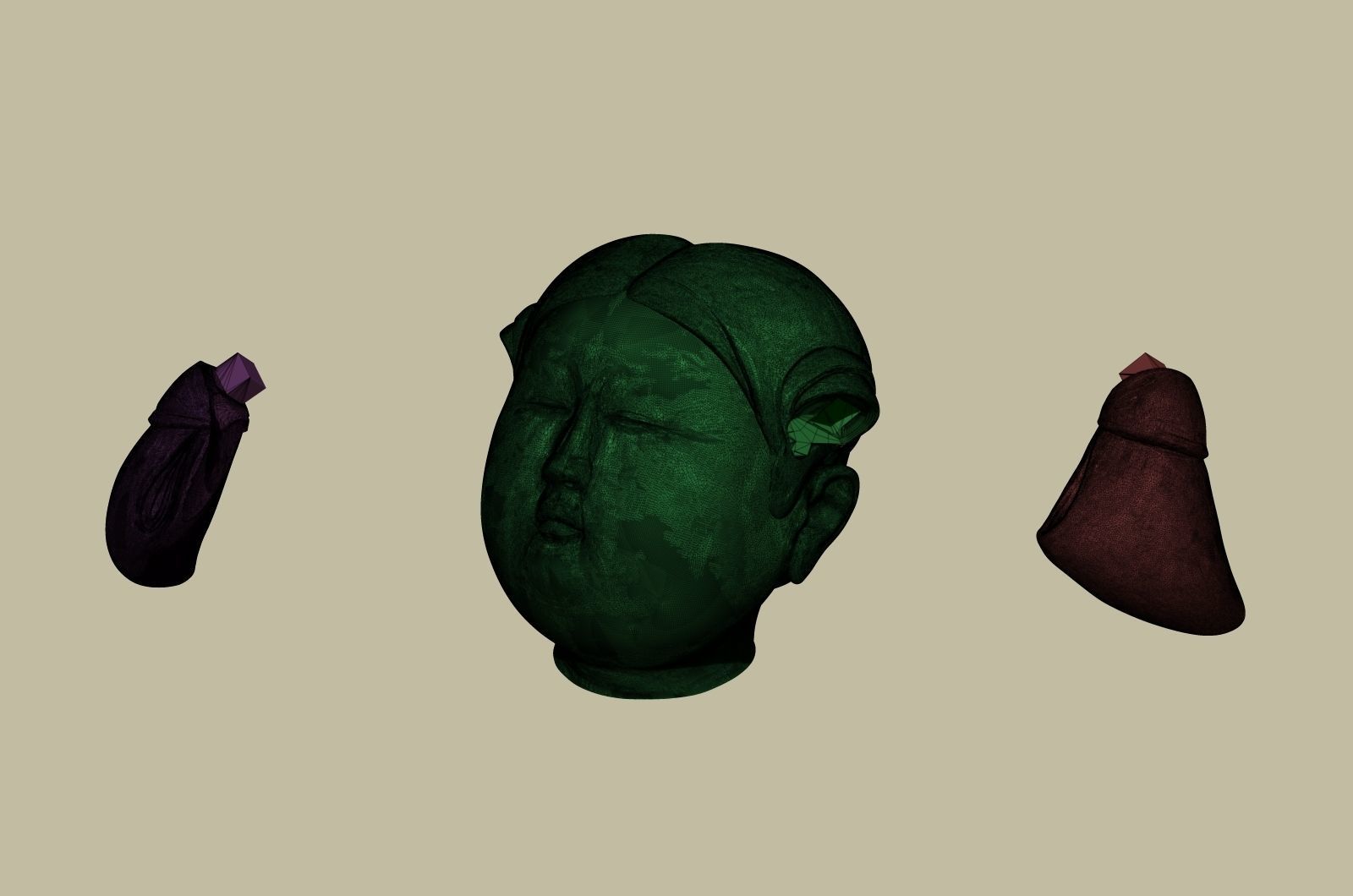 Chinese Tang Dynasty ladies pottery figurines sculpture  3D print model_40