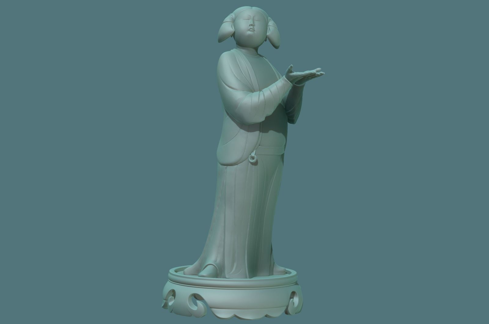 Chinese Tang Dynasty ladies pottery figurines sculpture  3D print model_28