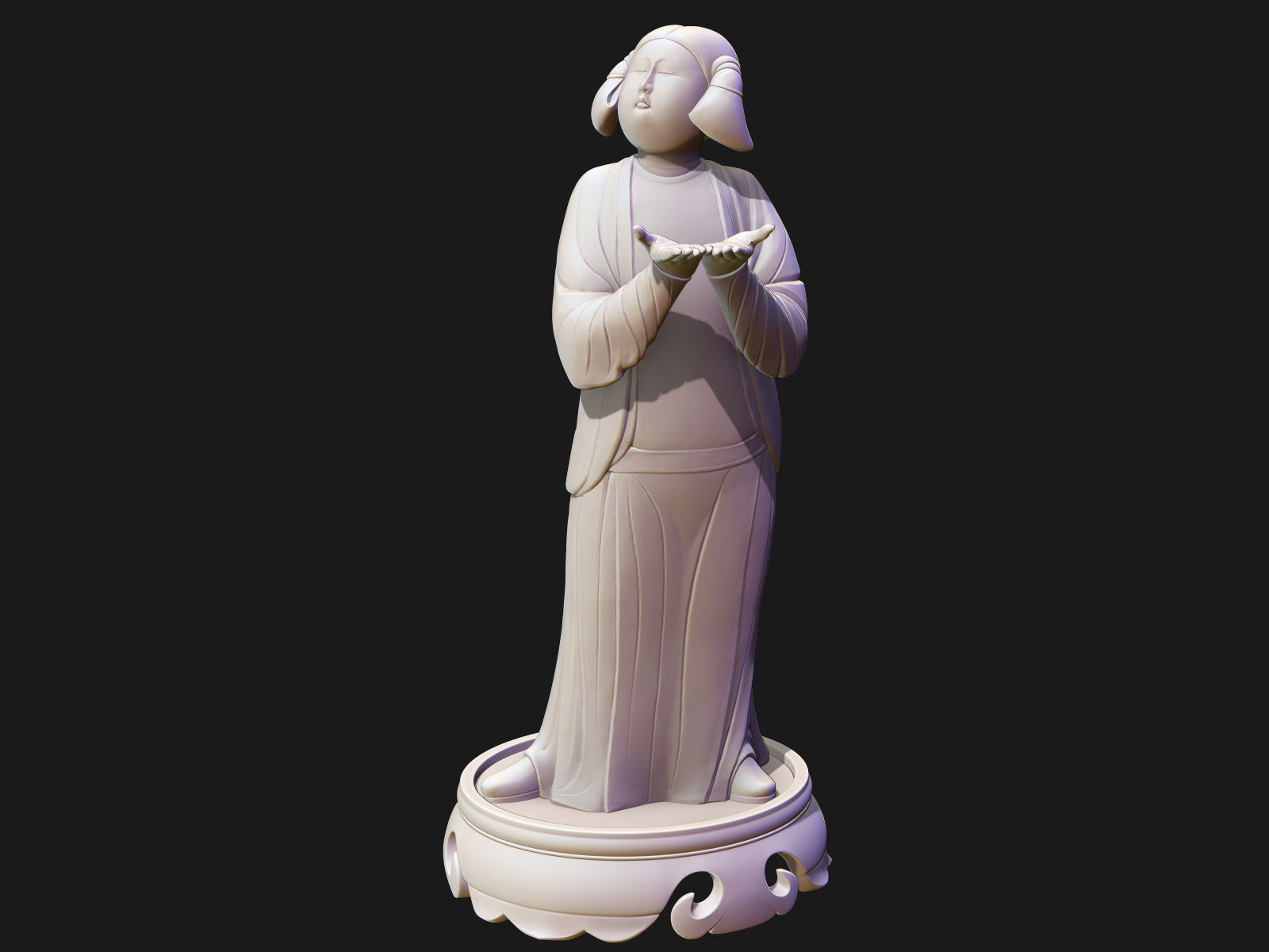 Chinese Tang Dynasty ladies pottery figurines sculpture  3D print model_8