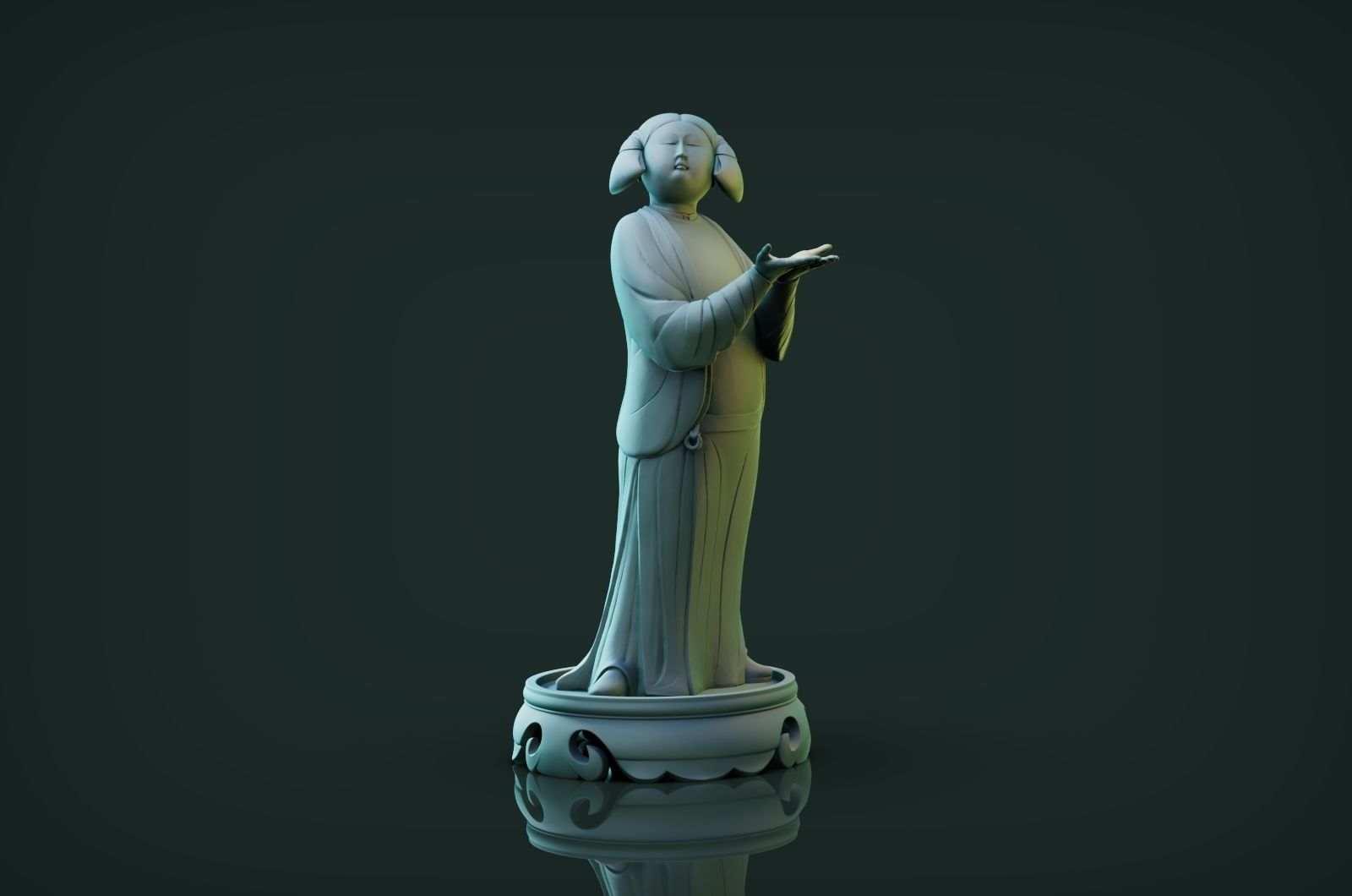 Chinese Tang Dynasty ladies pottery figurines sculpture  3D print model_37