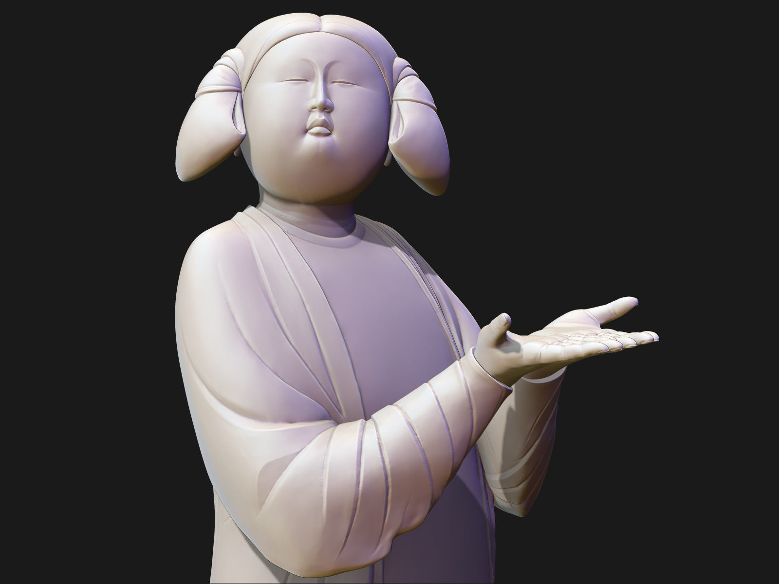 Chinese Tang Dynasty ladies pottery figurines sculpture  3D print model_12