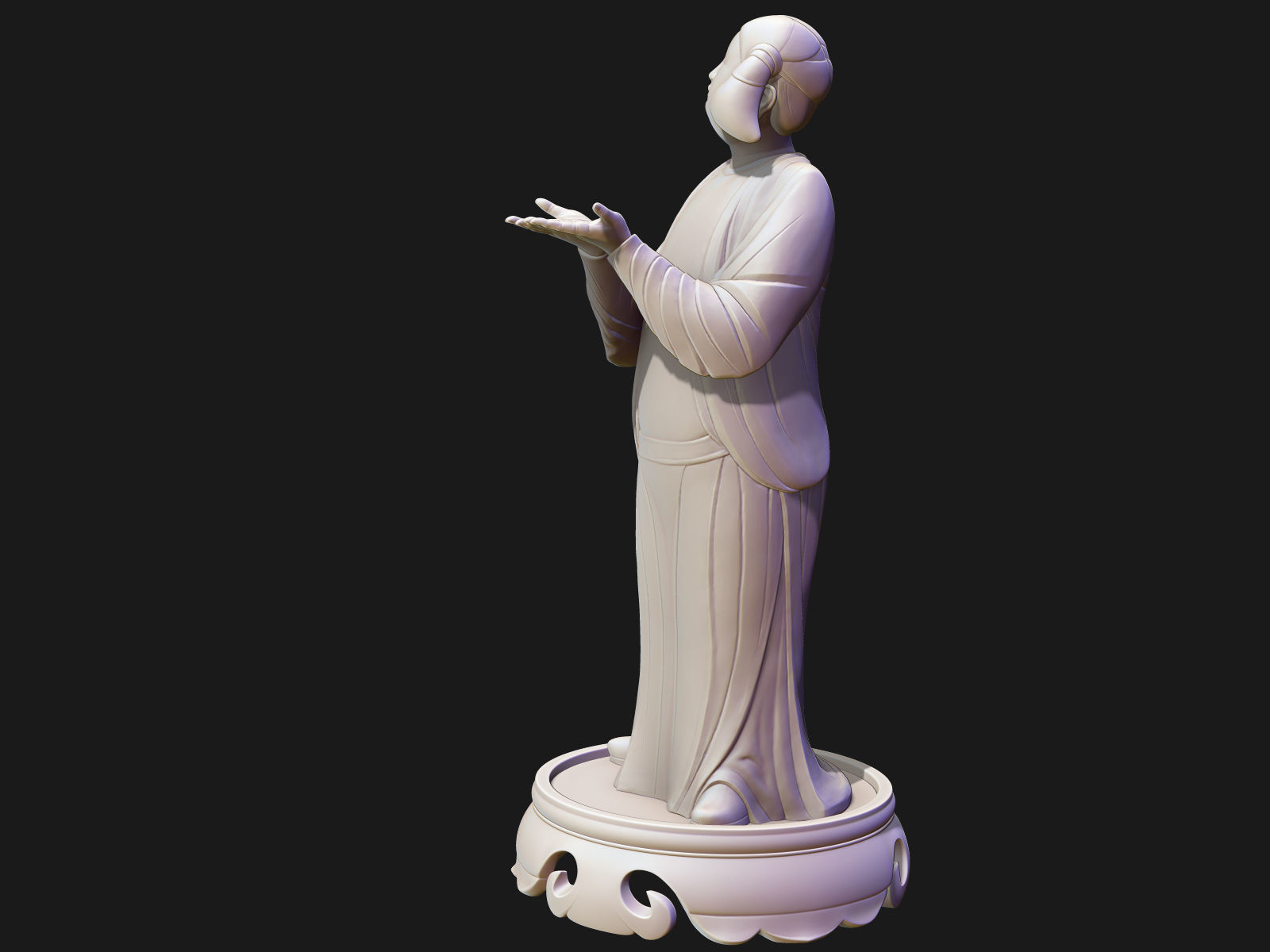 Chinese Tang Dynasty ladies pottery figurines sculpture  3D print model_11