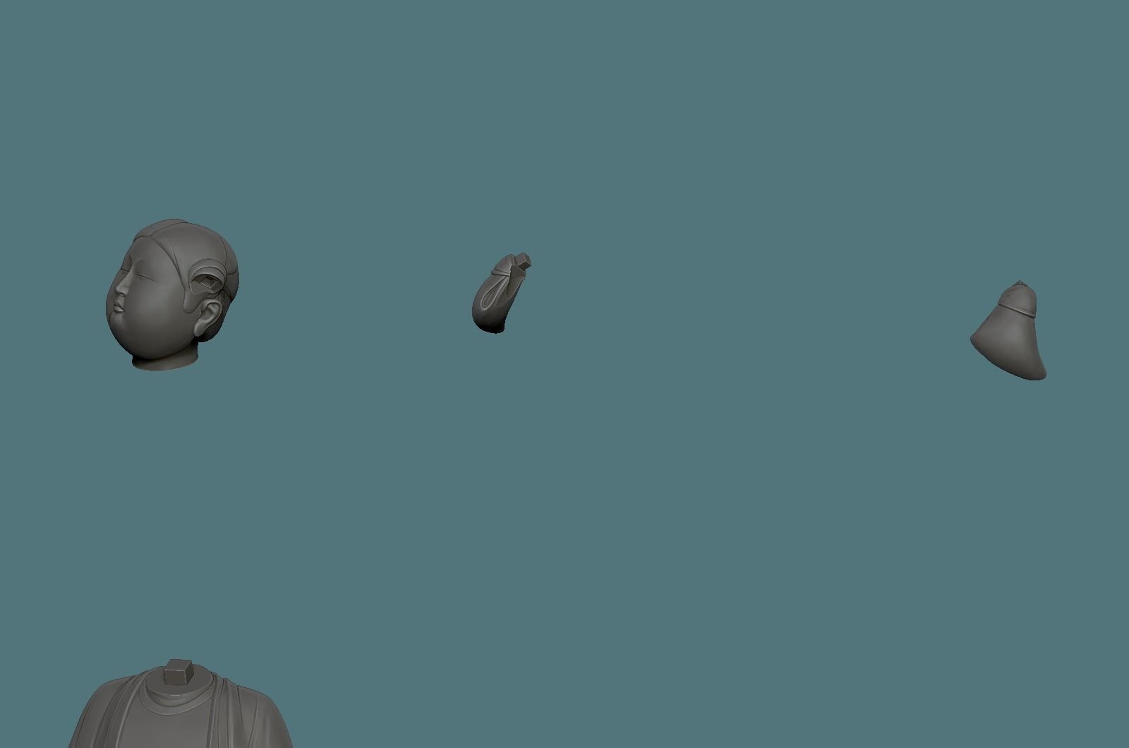 Chinese Tang Dynasty ladies pottery figurines sculpture  3D print model_22