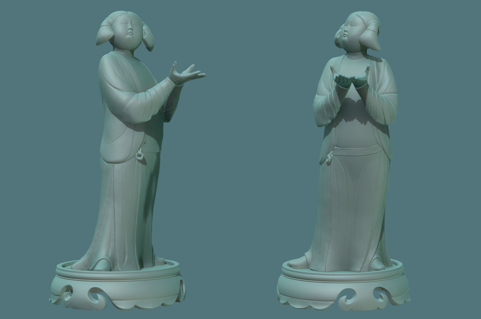 Chinese Tang Dynasty ladies pottery figurines sculpture  3D print model_35