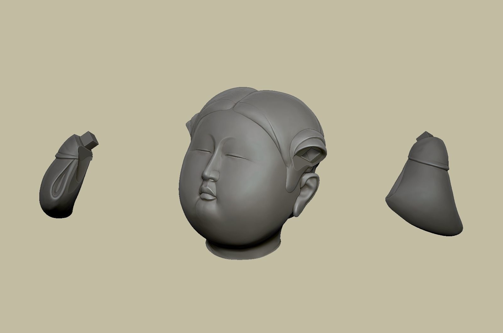 Chinese Tang Dynasty ladies pottery figurines sculpture  3D print model_39