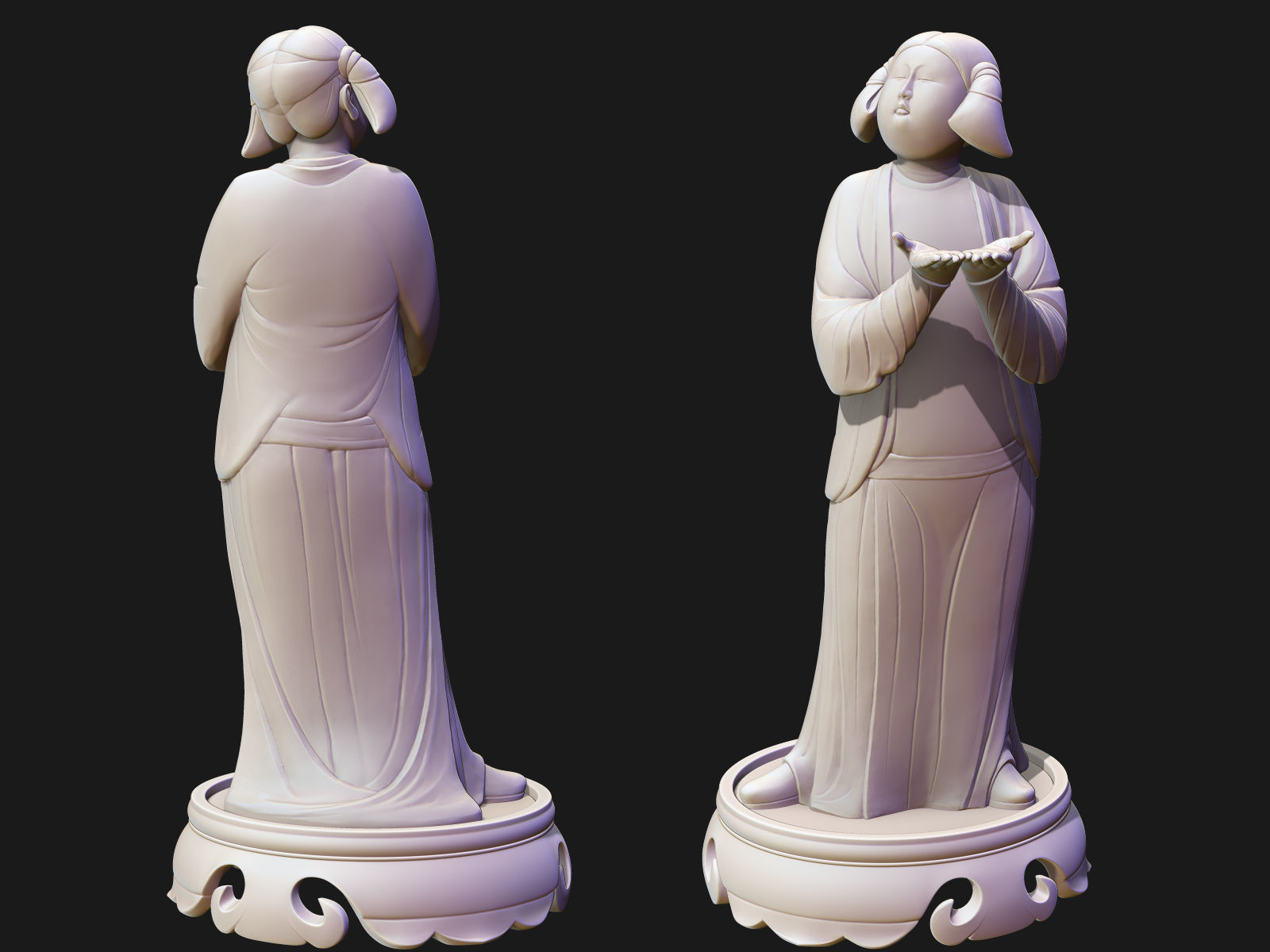 Chinese Tang Dynasty ladies pottery figurines sculpture  3D print model_14