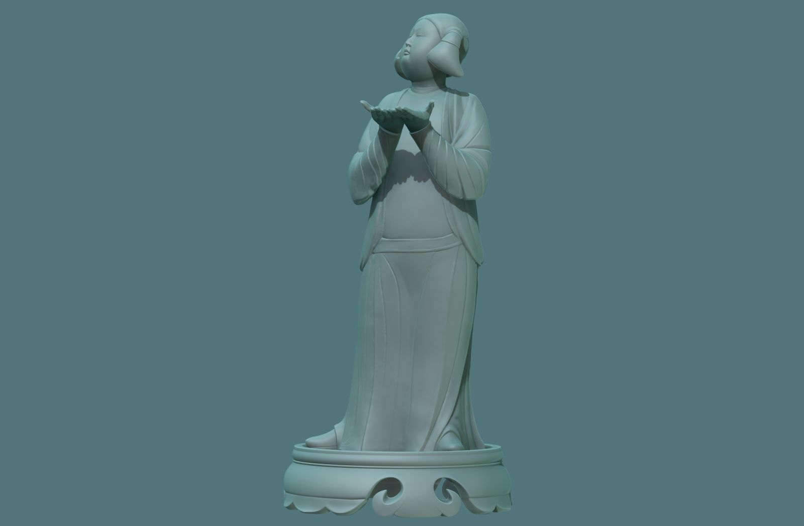 Chinese Tang Dynasty ladies pottery figurines sculpture  3D print model_5