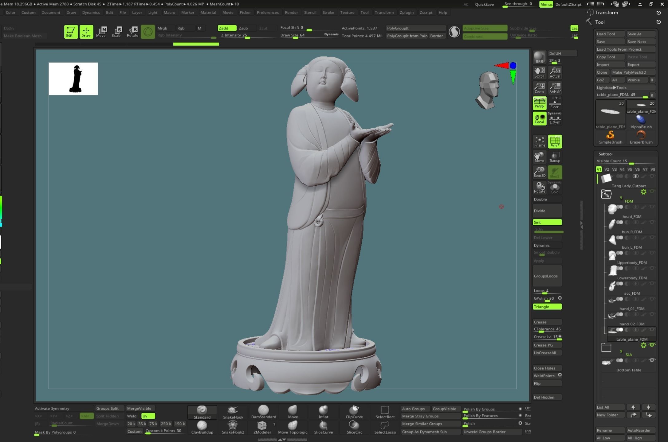 Chinese Tang Dynasty ladies pottery figurines sculpture  3D print model_27