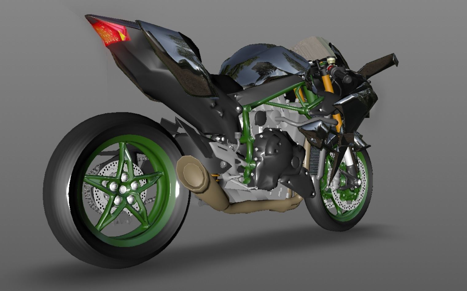Kawasaki Ninja H2R 3D model Sporst Bikes Games Low-poly 3D model_11