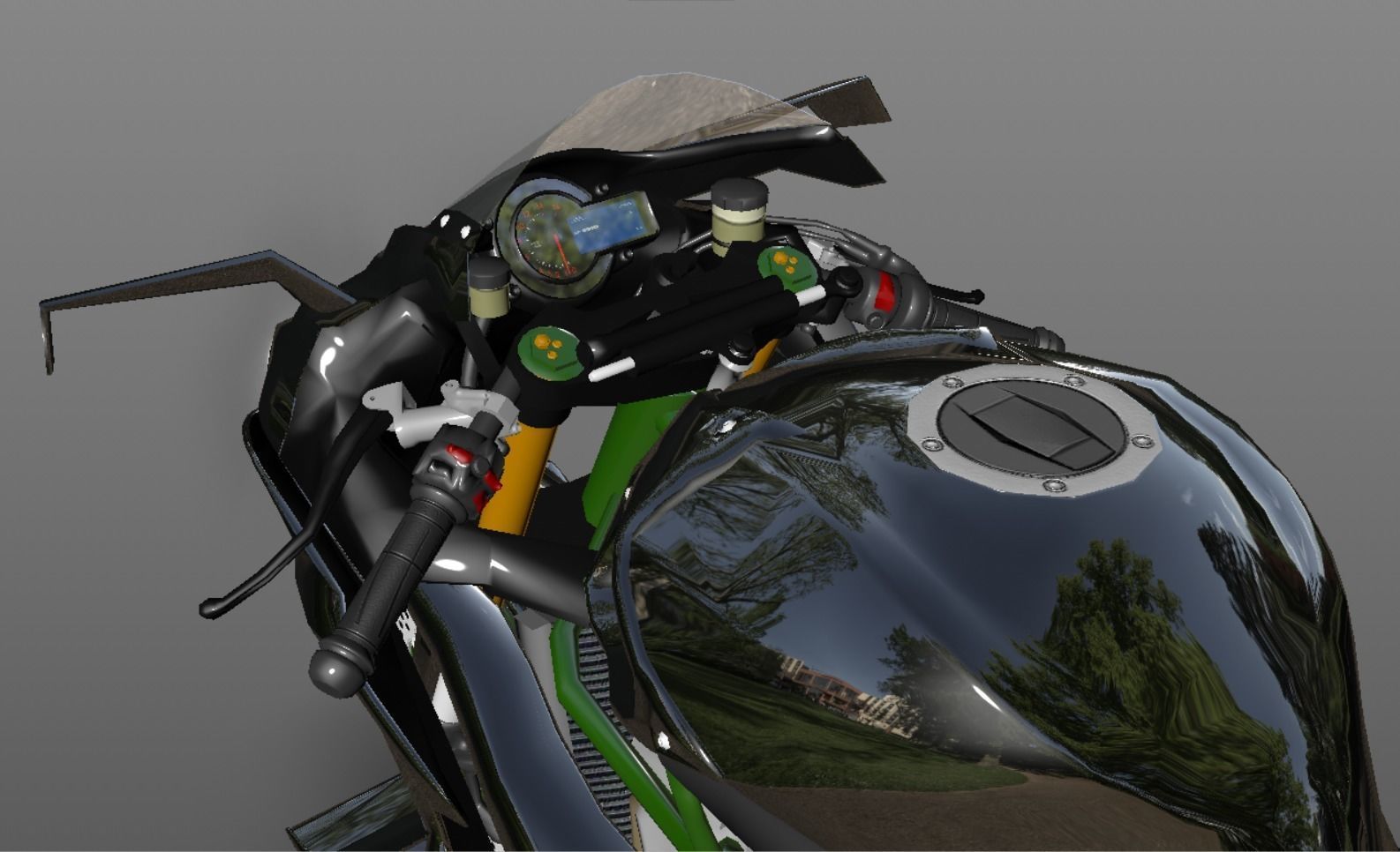 Kawasaki Ninja H2R 3D model Sporst Bikes Games Low-poly 3D model_12