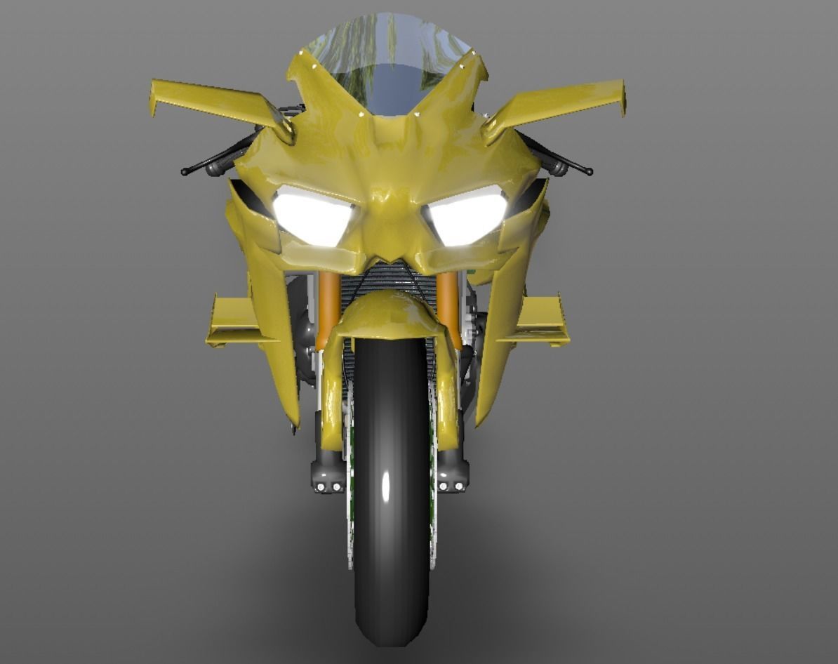 Kawasaki Ninja H2R 3D model Sporst Bikes Games Low-poly 3D model_6