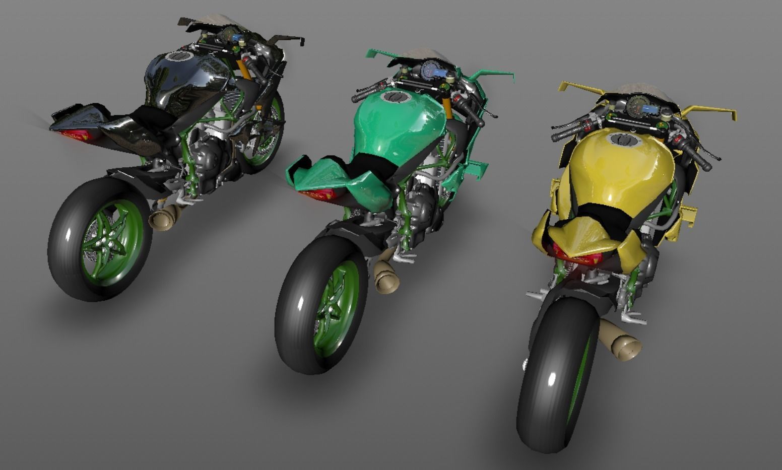 Kawasaki Ninja H2R 3D model Sporst Bikes Games Low-poly 3D model_17
