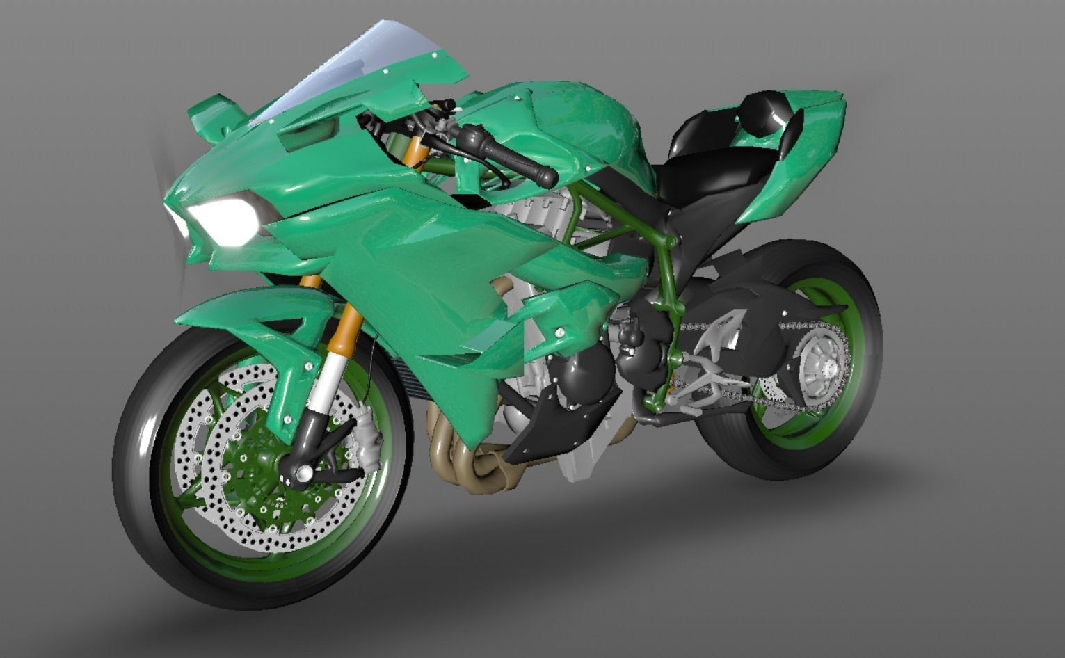 Kawasaki Ninja H2R 3D model Sporst Bikes Games Low-poly 3D model_1