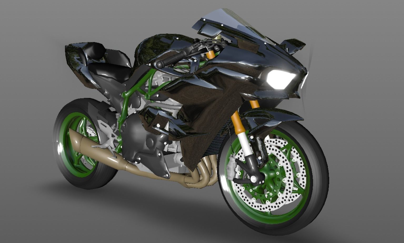 Kawasaki Ninja H2R 3D model Sporst Bikes Games Low-poly 3D model_3