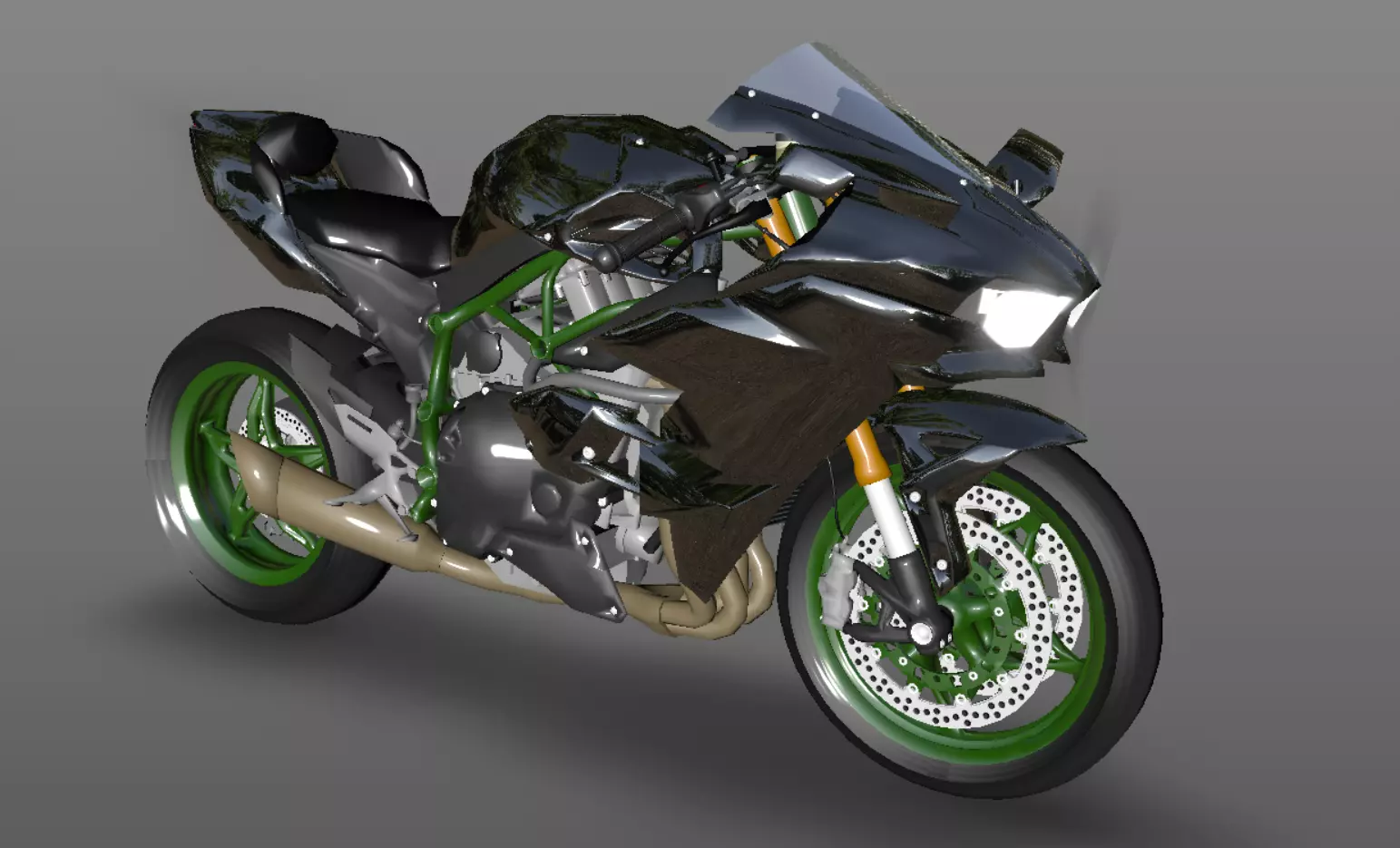 Kawasaki Ninja H2R 3D model Sporst Bikes Games Low-poly 3D model_0
