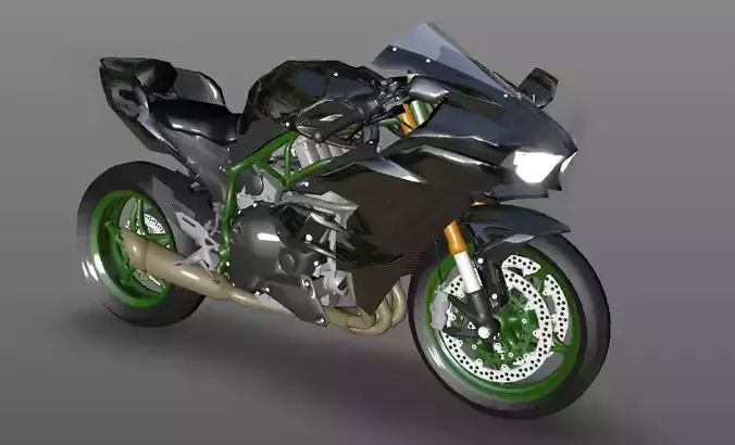 Kawasaki Ninja H2R 3D model Sporst Bikes Games Low-poly 3D model