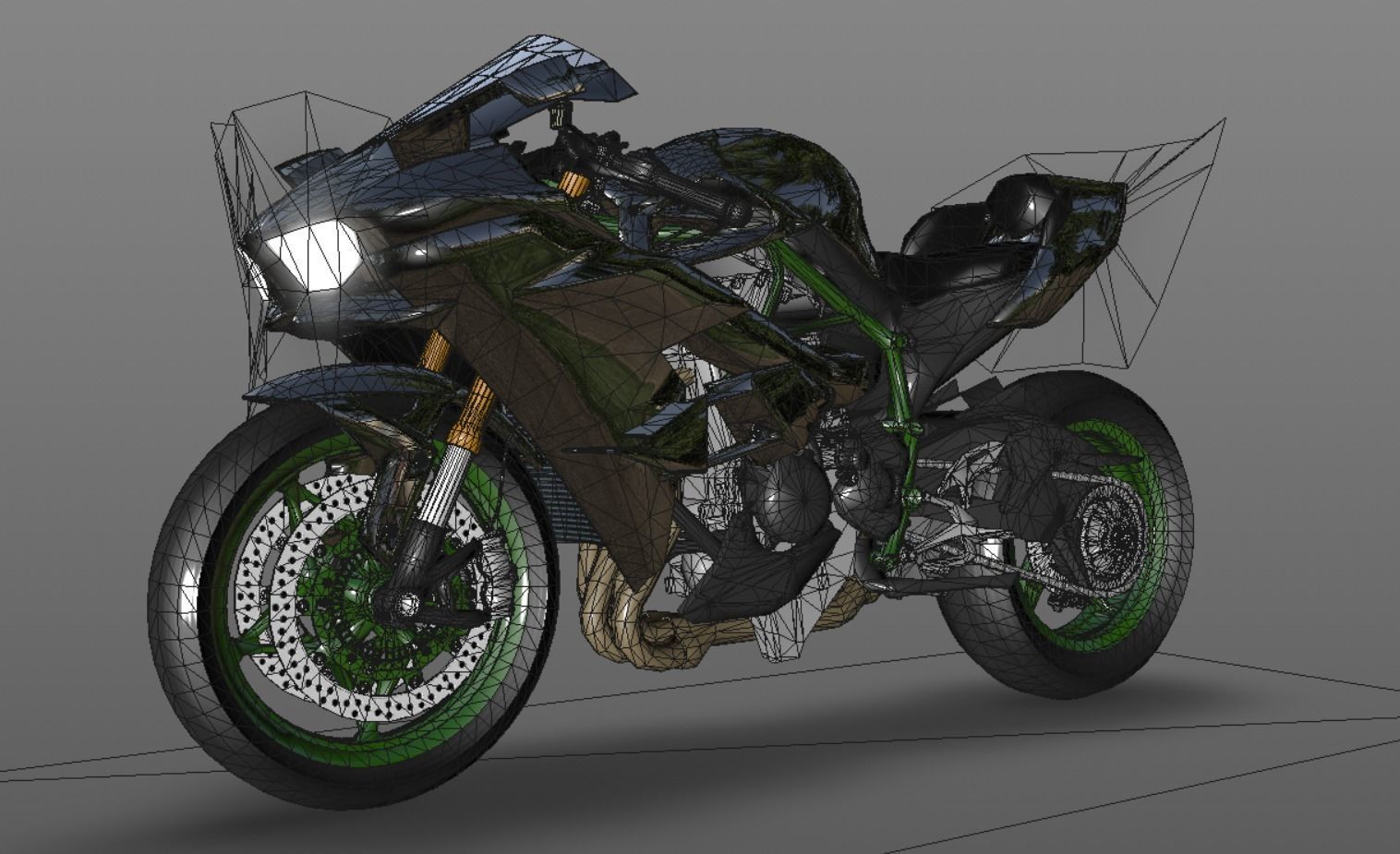 Kawasaki Ninja H2R 3D model Sporst Bikes Games Low-poly 3D model_14