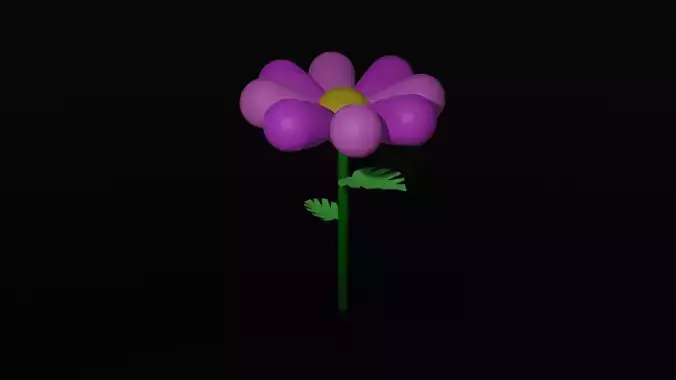Simple Pink Flower With Leaves