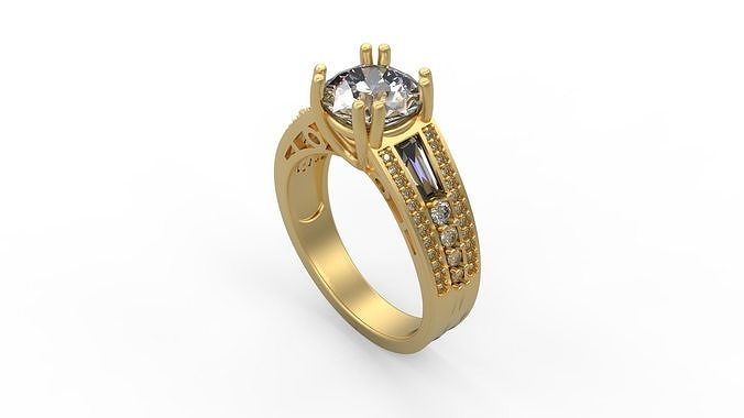 Woman Solitaire Ring 950 3D print model