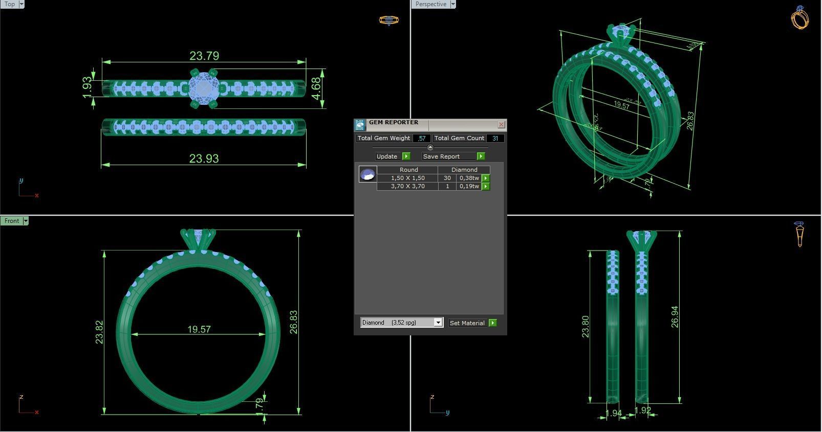 Woman Solitaire Ring 957 3D print model_5