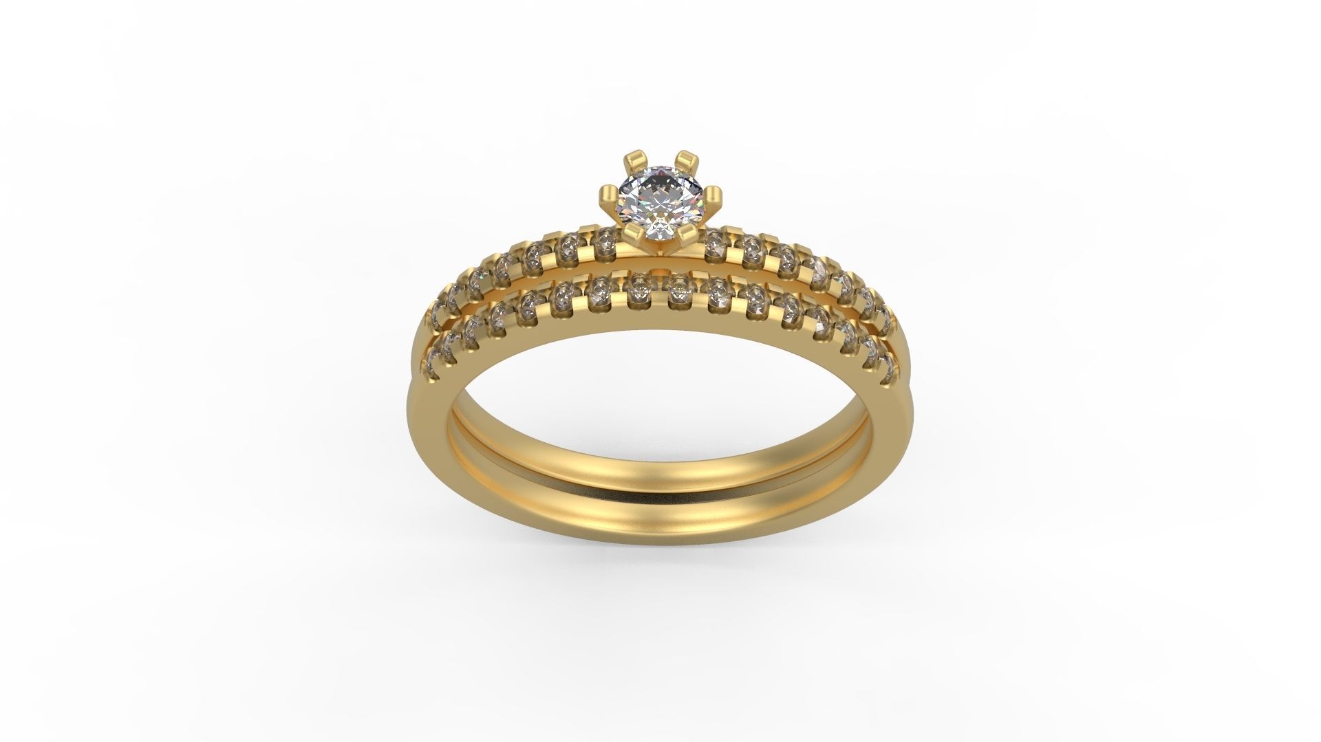 Woman Solitaire Ring 957 3D print model_3