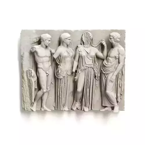 Greek Attic relief wall panel Low-poly 3D model