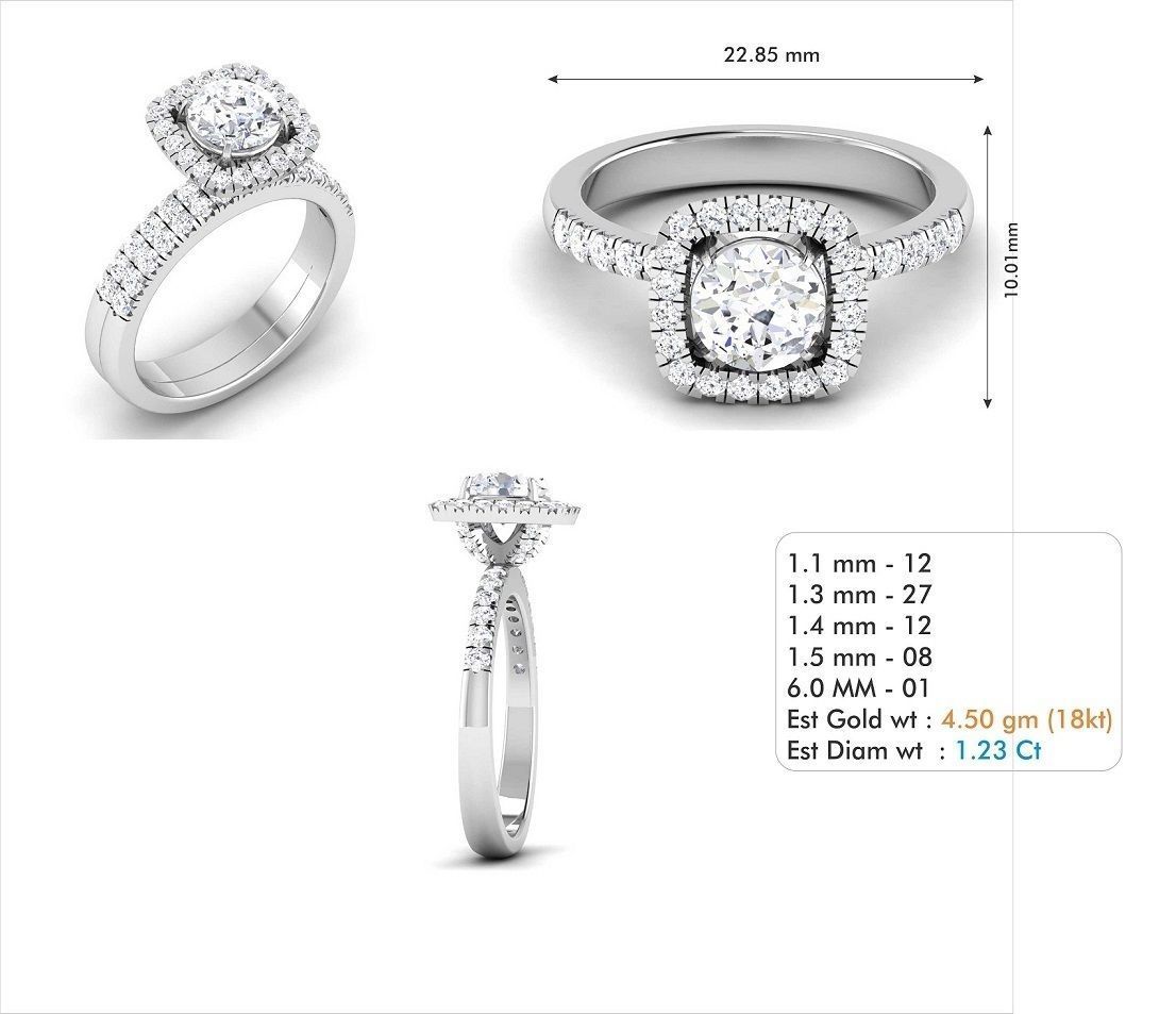 Woman Solitaire Ring 962 3D print model_5
