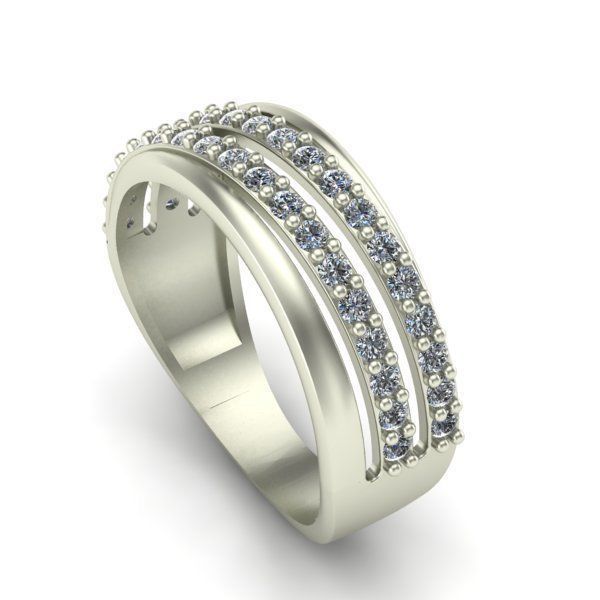 Ring with two gems strips 3D print model_1