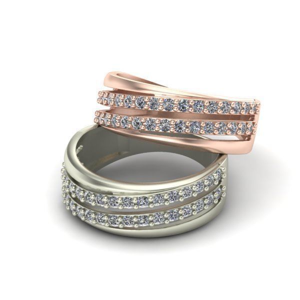 Ring with two gems strips 3D print model_5