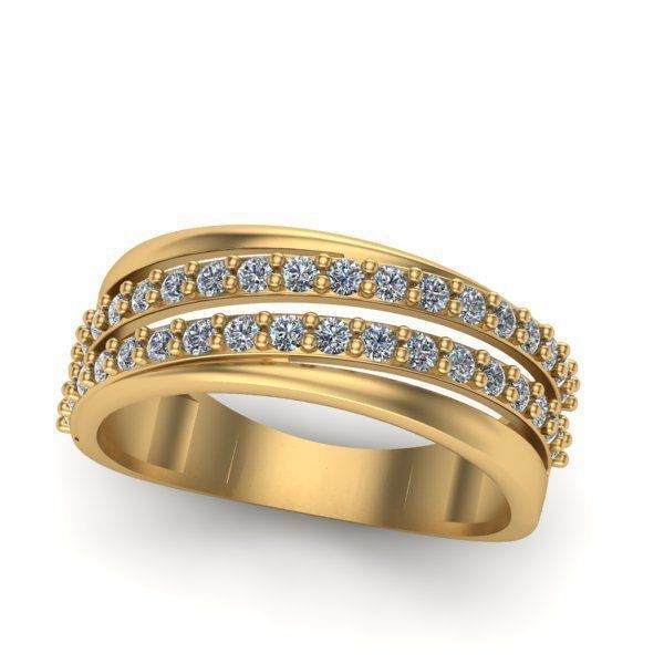 Ring with two gems strips 3D print model_4