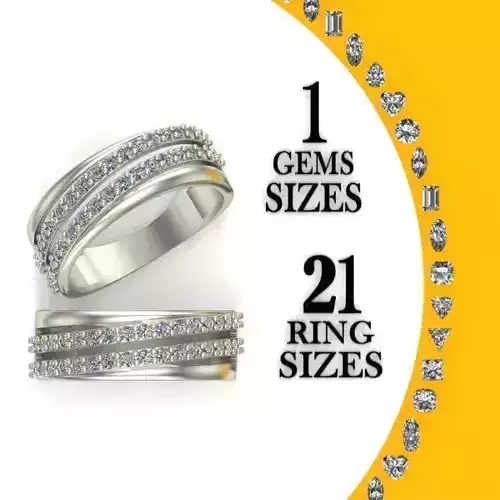 Ring with two gems strips