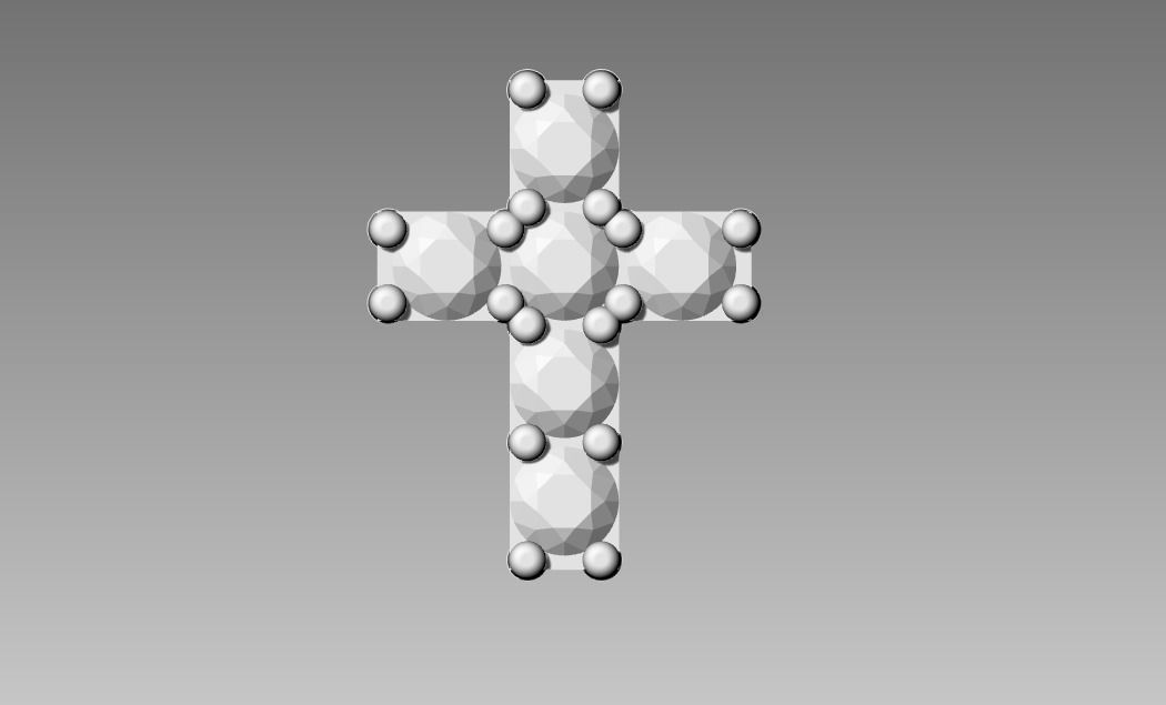 Small Cross 6 stones 3D model_1