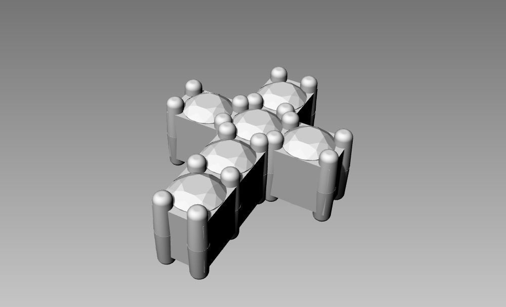 Small Cross 6 stones 3D model_4
