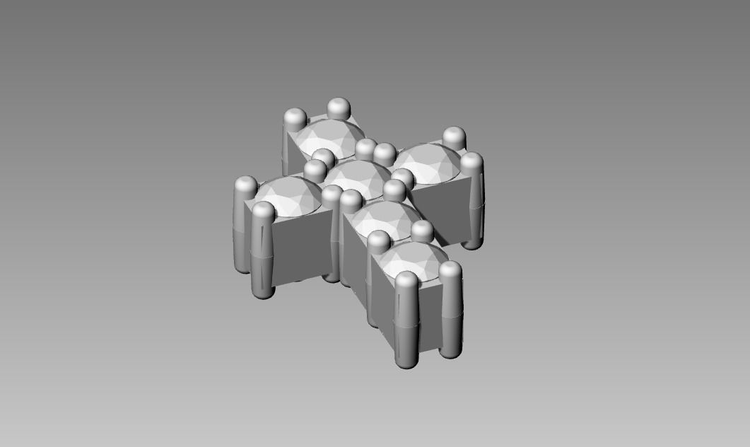 Small Cross 6 stones 3D model_2