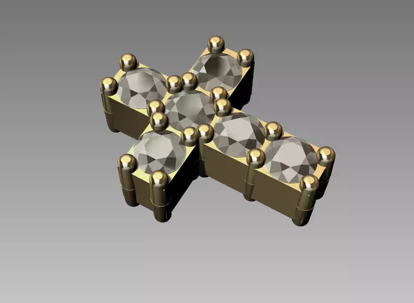 Small Cross 6 stones 3D model_0