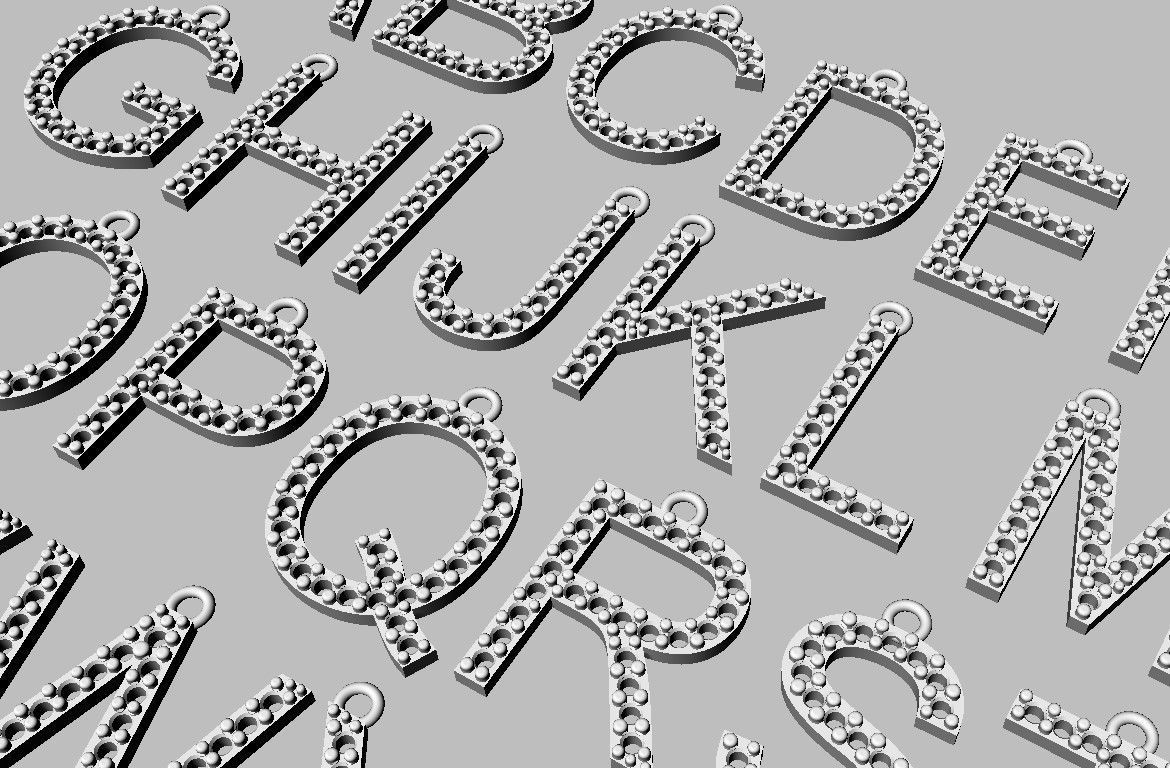 Diamond Alphabet Pendants- 15mm 3D print model_15