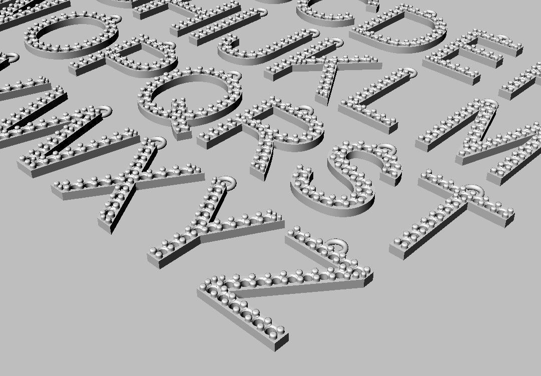 Diamond Alphabet Pendants- 15mm 3D print model_17