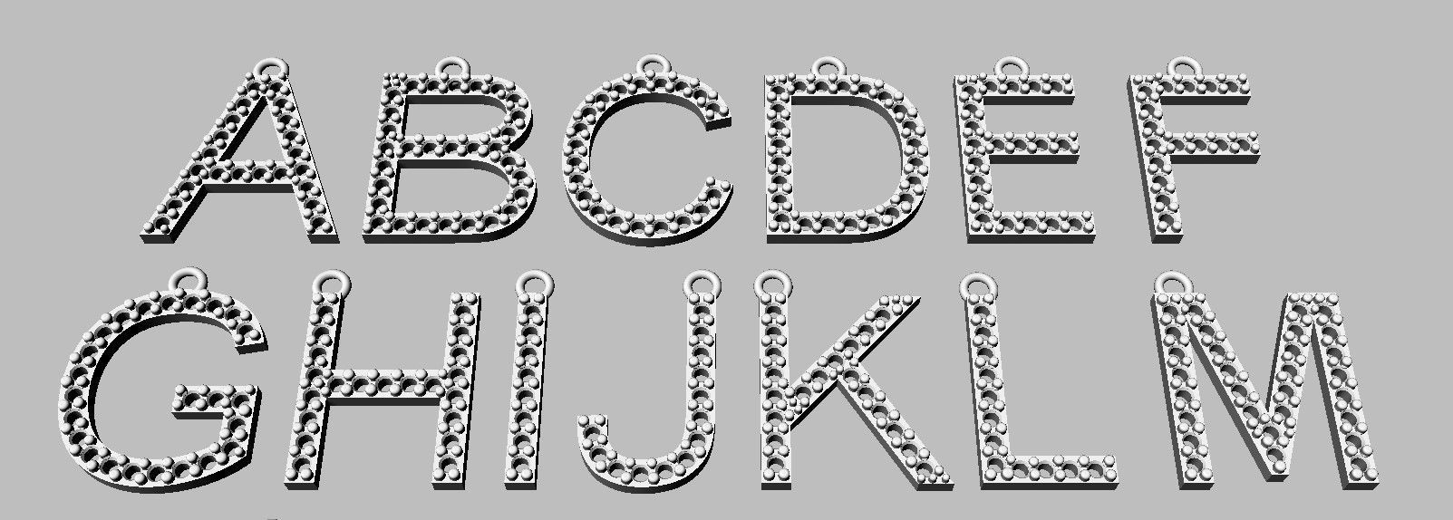 Diamond Alphabet Pendants- 15mm 3D print model_18