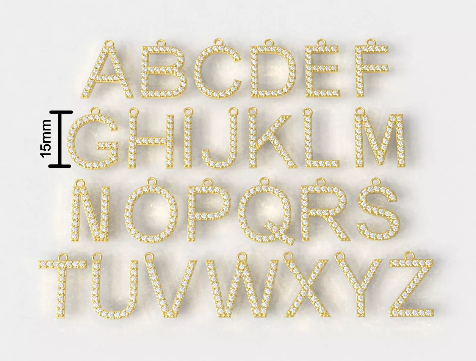 Diamond Alphabet Pendants- 15mm 3D print model_0